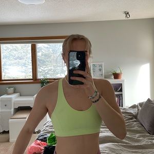 Light green lululemon sports bra size 4. Open back medium support